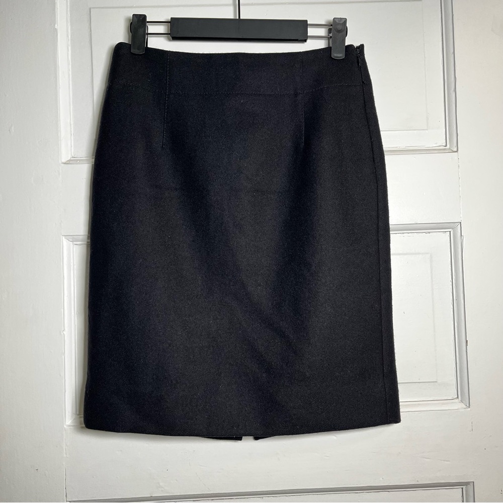 J.Crew 100% Wool Black Pencil Skirt Back to the Office Size 0P